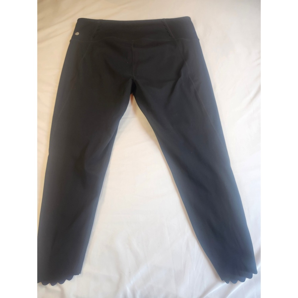 Zella Womens XL Black Scalloped Hem High Waisted 7/8 Leggings Yoga Pants